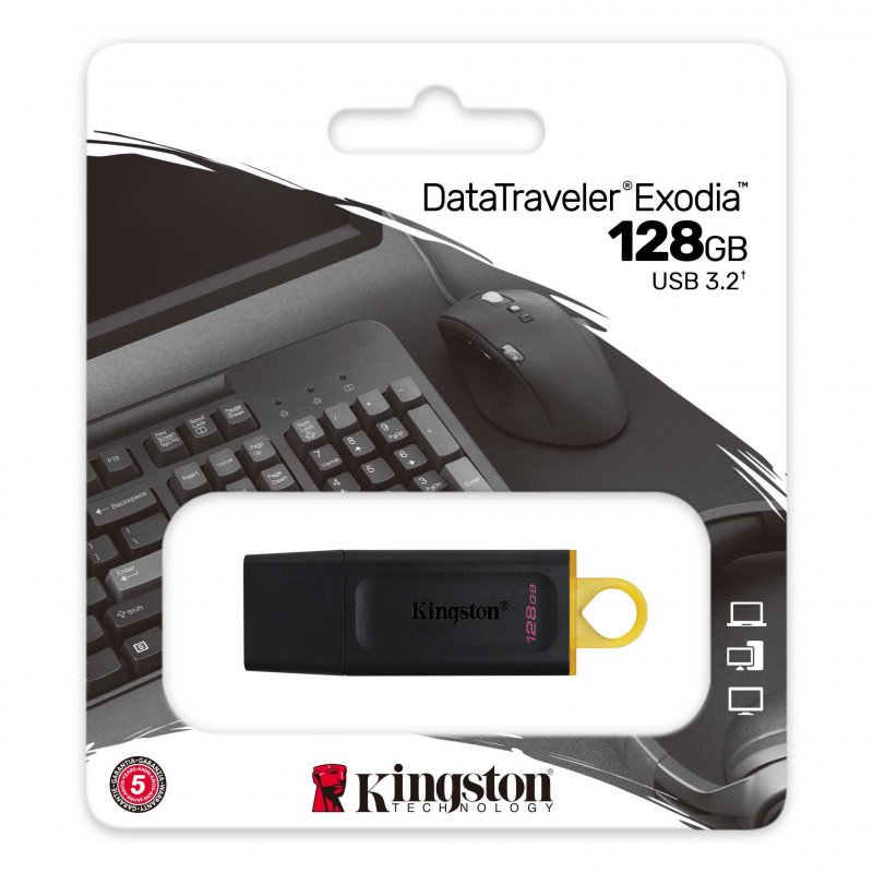 Kingston DataTraveler Exodia/ 128GB/ USB 3.2/ USB-A/ Žlutá - obrázek č. 2
