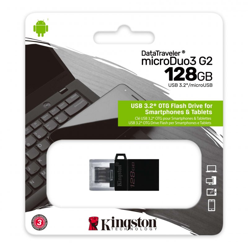 128GB Kingston DT MicroDuo 3 USB 3.0 (android/ OTG) - obrázek č. 2