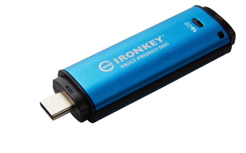 Kingston Ironkey Vault Privacy 50C/ 16GB/ USB 3.2/ USB-C/ Modrá - obrázek č. 1