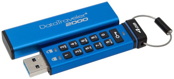 4GB Kingston USB 3.0 DT2000 HW šifrování, keypad - obrázek produktu