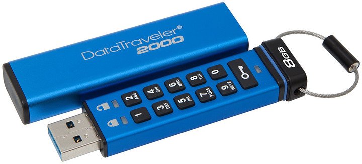 8GB Kingston USB 3.0 DT2000 HW šifrování, keypad - obrázek produktu