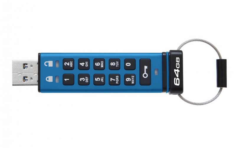Kingston IronKey Keypad 200/ 64GB/ USB 3.2/ USB-A/ Modrá - obrázek č. 1