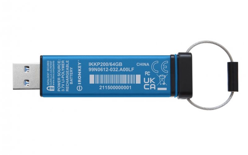 Kingston IronKey Keypad 200/ 64GB/ USB 3.2/ USB-A/ Modrá - obrázek č. 2