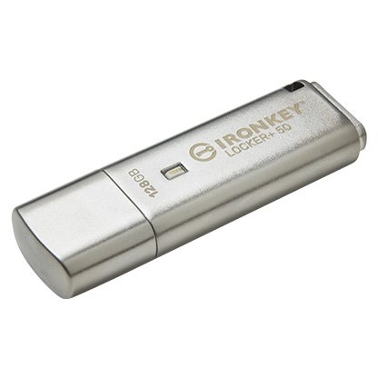 Kingston IronKey Locker+ 50/ 128GB/ 145MBps/ USB 3.1/ USB-A/ Stříbrná - obrázek č. 1