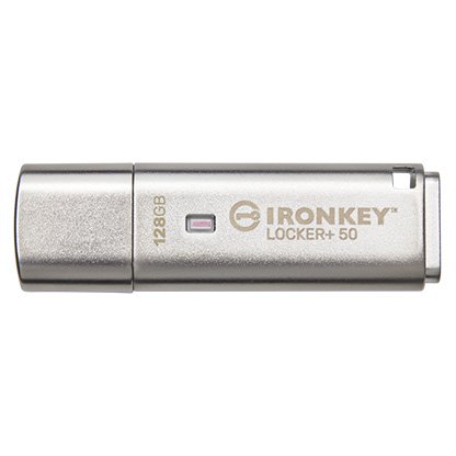 Kingston IronKey Locker+ 50/ 128GB/ 145MBps/ USB 3.1/ USB-A/ Stříbrná - obrázek produktu