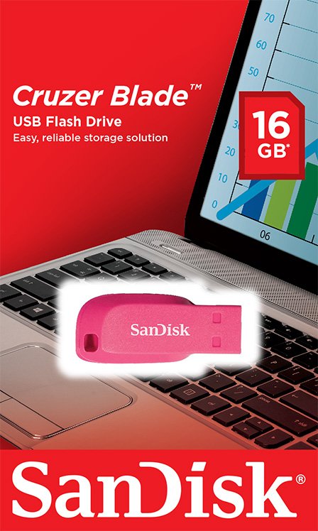 SanDisk Cruzer Blade/ 16GB/ USB 2.0/ USB-A/ Růžová - obrázek č. 1