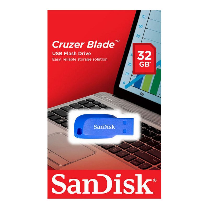 SanDisk Cruzer Blade 32GB USB 2.0 elektricky modrá - obrázek č. 1