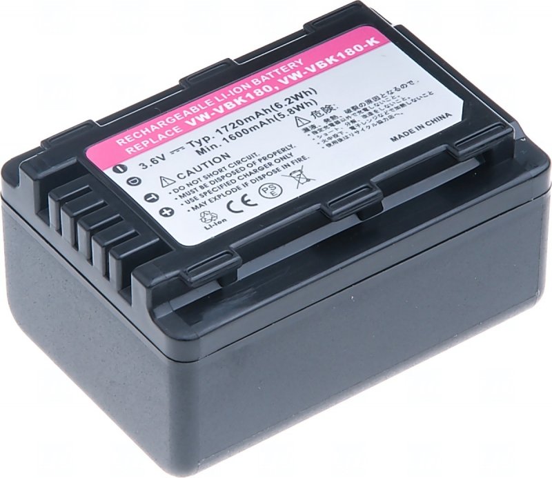 Baterie T6 power Panasonic VW-VBK180, VW-VBL090, 1720mAh, 6,2Wh, černá - obrázek produktu