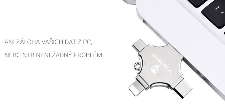 VIKING USB FLASH DISK 16G, 4v1 S KONCOVKOU APPLE LIGHTNING, USB-C, MICRO USB, USB-A - obrázek č. 2
