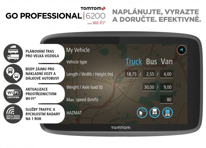 TomTom GO Professional 6200 EU, Wi-Fi, LIFETIME mapy - obrázek produktu