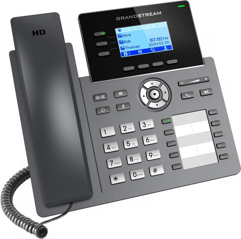 Grandstream GRP2604P SIP telefon, 2,48" LCD podsv. displej, 6 SIP účty,10BLF tl., 2x1Gbit porty, PoE - obrázek č. 2