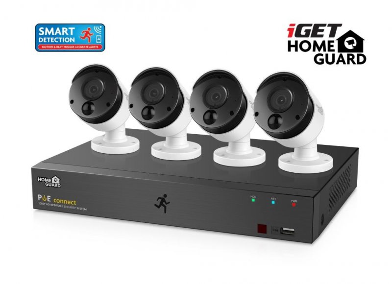 iGET HGNVK85304 - Kamerový PoE FullHD set, 8CH NVR + 4x IP 1080p kamera, SMART detekce, W/ M/ Andr/ iOS - obrázek produktu