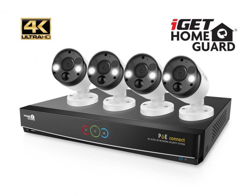 iGET HGNVK84904 - Kamerový UltraHD 4K PoE set, 8CH NVR + 4x IP 4K kamera, zvuk, SMART W/ M/ Andr/ iOS - obrázek produktu
