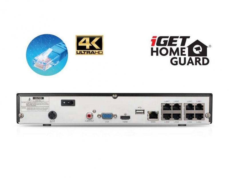 iGET HGNVK84904 - Kamerový UltraHD 4K PoE set, 8CH NVR + 4x IP 4K kamera, zvuk, SMART W/ M/ Andr/ iOS - obrázek č. 4