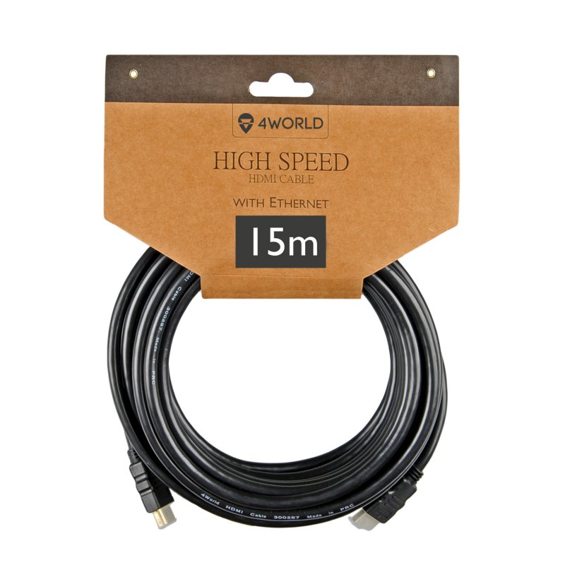 4W Kabel HDMI 1.4 High Speed Ethernet 15m Black - obrázek č. 1