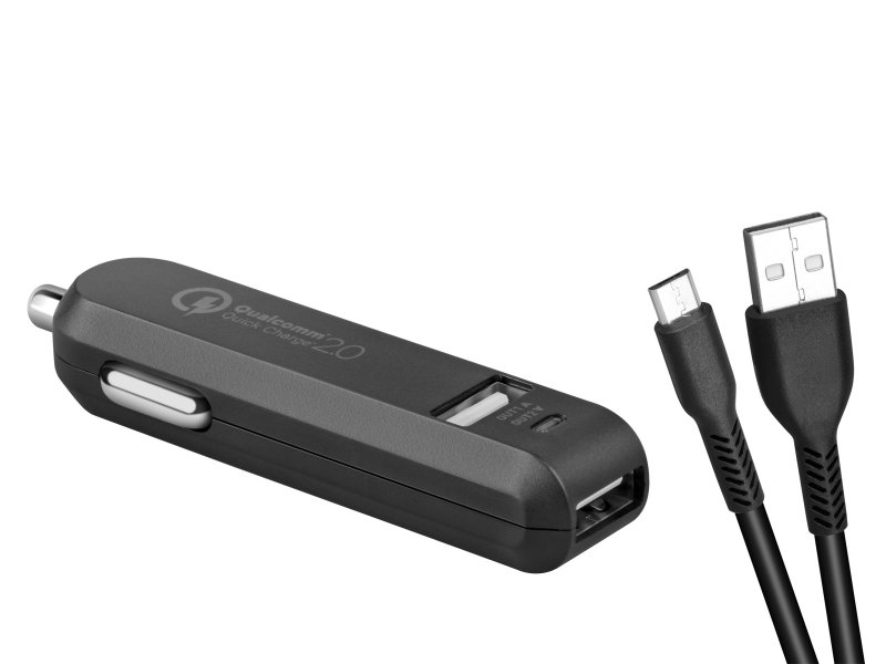 AVACOM CarMAX 2 nabíječka do auta 2x Qualcomm Quick Charge 2.0, černá barva (micro USB kabel) - obrázek produktu