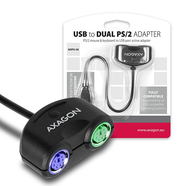 AXAGON ADPS-50, USB2.0 - 2x PS/ 2 aktivní adaptér - obrázek produktu