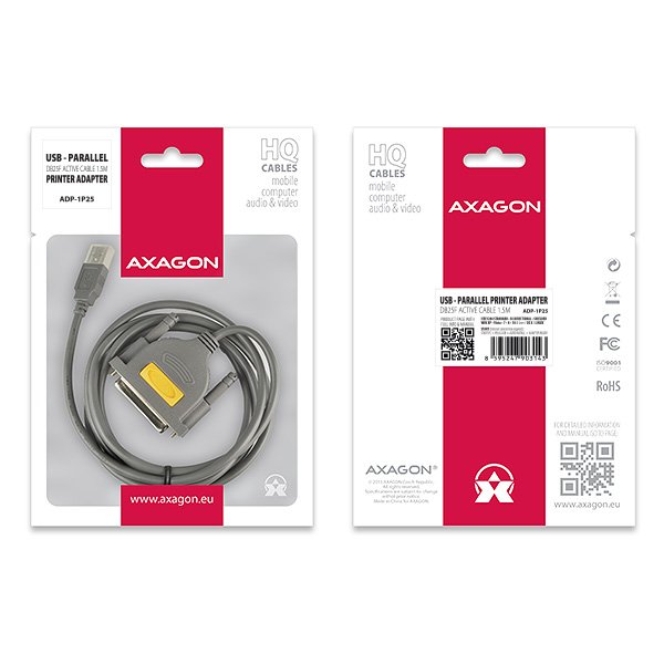 AXAGON ADP-1P25, USB2.0 - paralelní DB25F printer adaptér, 1.5m - obrázek č. 5