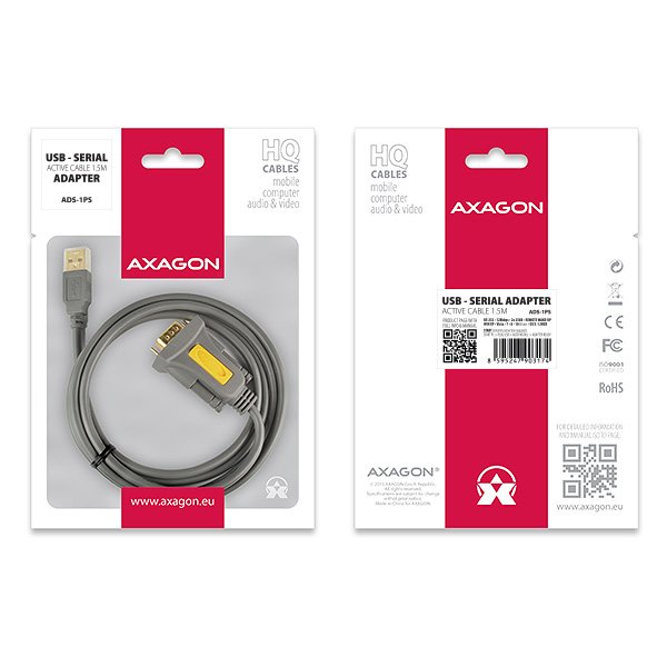 AXAGON ADS-1PS, USB2.0 - sériový RS232 DB9 Prolific adaptér /  kabel 1,5m - obrázek č. 5