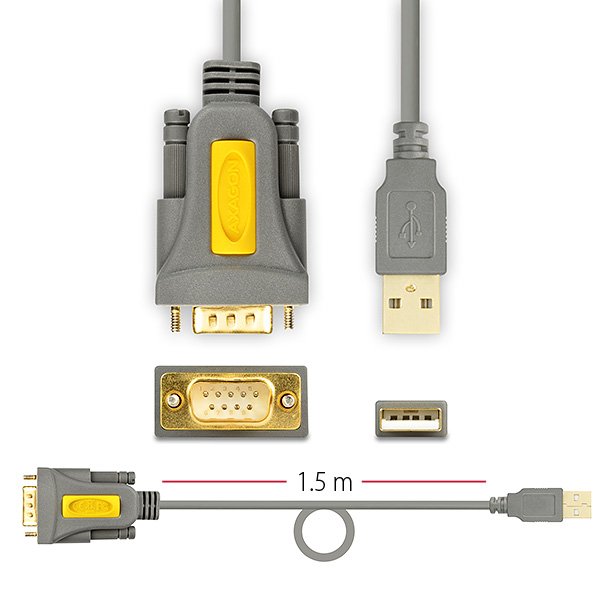 AXAGON ADS-1PQ, USB2.0 - sériový RS232 DB9 FTDI adaptér /  kabel 1,5m - obrázek č. 3
