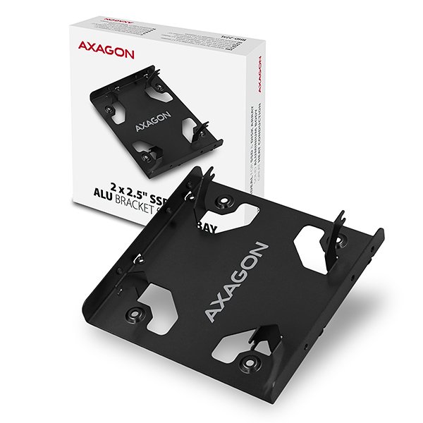 AXAGON RHD-225L, hliníkový rámeček pro 2x 2.5" HDD/ SSD do 3.5" pozice - obrázek produktu