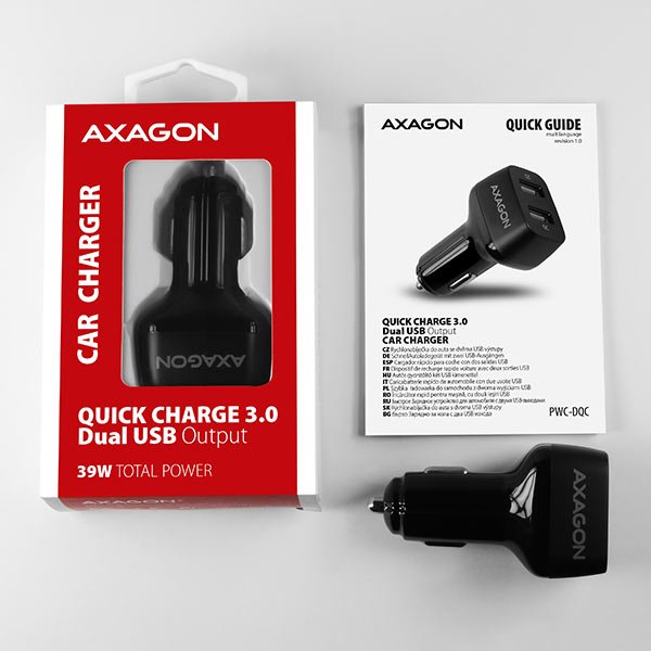 AXAGON PWC-DQC dual QUICK nabíječka do auta 39W, 2x USB-A port QC3.0/ AFC/ FCP/ PE+/ SMART - obrázek č. 8