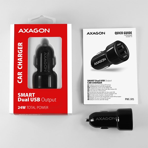 AXAGON PWC-5V5, SMART nabíječka do auta, 2x port 5V-2.4A + 2.4A, 24W - obrázek č. 8