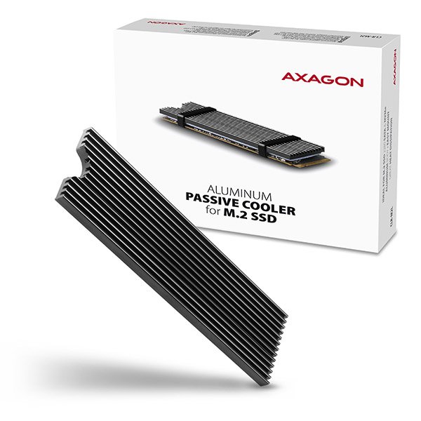 AXAGON CLR-M2L, hliníkový pasivní chladič pro M.2 2280 SSD - obrázek produktu