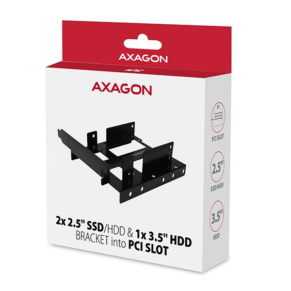 AXAGON RHD-P35, kovový rámeček pro 2x 2.5" HDD/ SSD  a 1x 3.5" HDD do PCI záslepky - obrázek č. 8