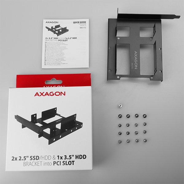 AXAGON RHD-P35, kovový rámeček pro 2x 2.5" HDD/ SSD  a 1x 3.5" HDD do PCI záslepky - obrázek č. 7