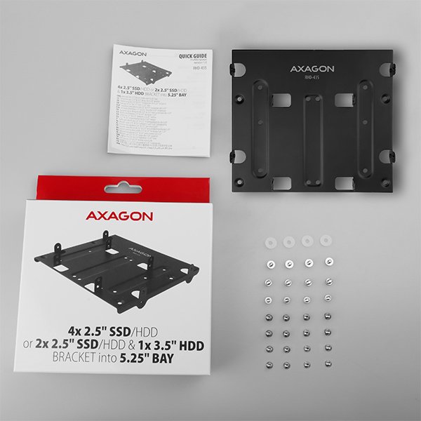 AXAGON RHD-435, kovový rámeček pro 4x 2.5" nebo 2x 2.5" HDD/ SSD  a 1x 3.5" HDD do 5.25" pozice - obrázek č. 10