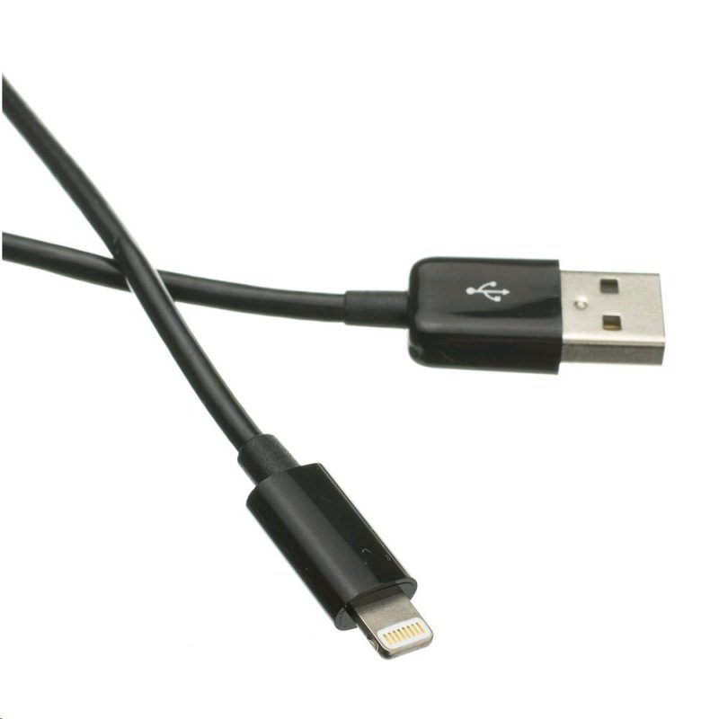 Kabel C-TECH USB 2.0 Lightning (IP5 a vyšší) nabíjecí a synchronizační kabel, 1m, černý - obrázek produktu
