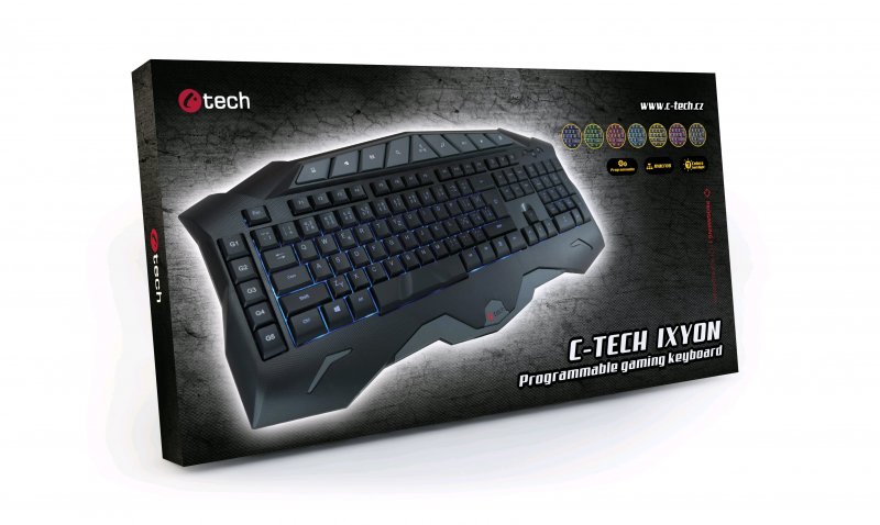 Herní klávesnice C-TECH Ixyon, pro gaming, CZ/ SK, 7 barev podsvícení, programovatelná, černá, USB - obrázek č. 9