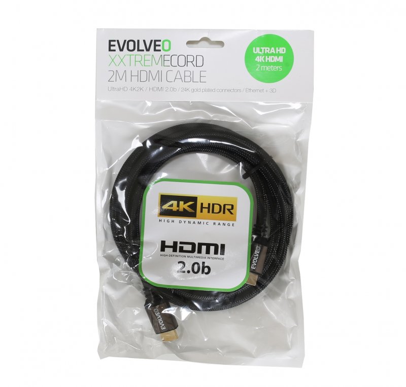EVOLVEO XXtremeCord, kabel HDMI 2.0b, 1 metr, podpora UltraHD 4K2K/ HDR - obrázek č. 4
