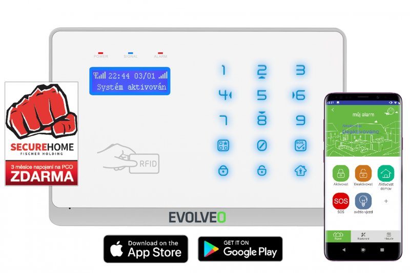 EVOLVEO Salvarix, bezdrátový WiFi&GSM alarm s čtečkou RFID - obrázek č. 5