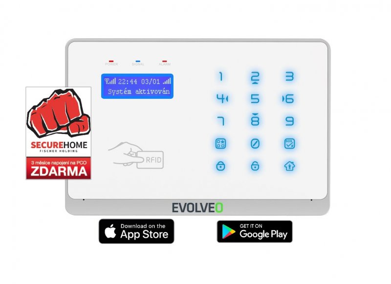 EVOLVEO Salvarix, bezdrátový WiFi&GSM alarm s čtečkou RFID - obrázek produktu