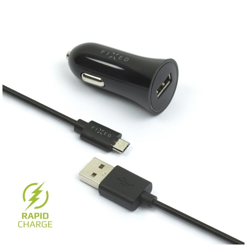 Autonabíječka FIXED, Micro USB, 2,4A, černá - obrázek produktu