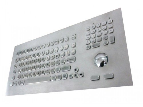 KB021 – Průmyslová nerezová klávesnice s trackballem do panelu, CZ, USB, IP65 - obrázek produktu