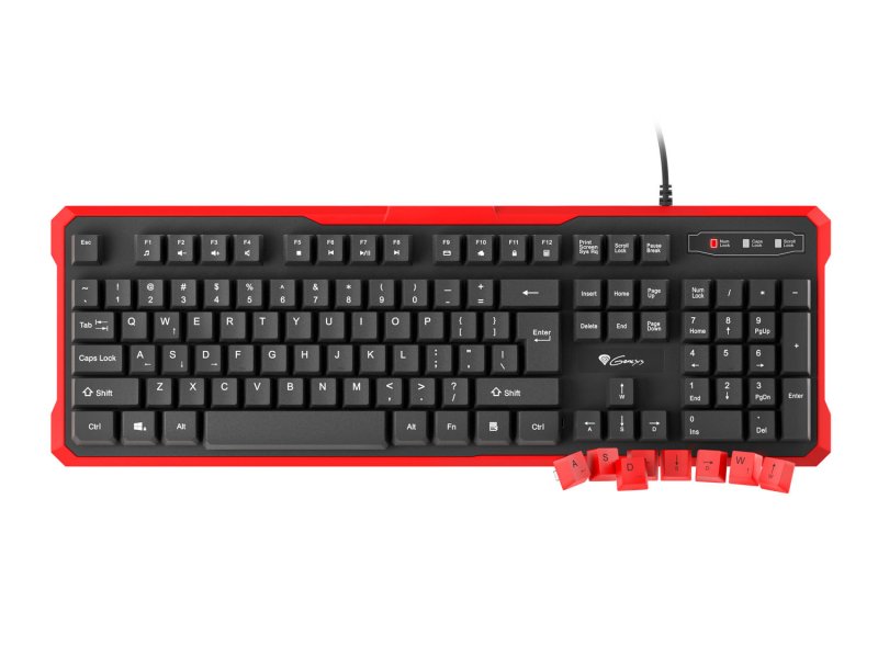 Genesis herní klávesnice RHOD 110/ Drátová USB/ US layout/ Černá-červená - obrázek produktu