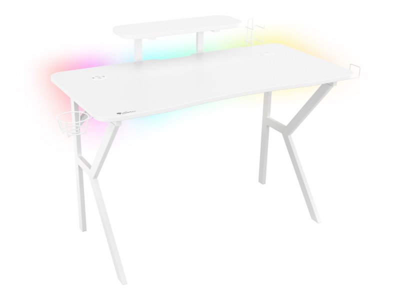 Genesis herní stůl Holm 320, RGB podsvícení, bílý, 120x60cm, 3xUSB 3.0, bezdrátová nabíječka - obrázek č. 11