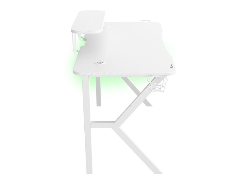 Genesis herní stůl Holm 320, RGB podsvícení, bílý, 120x60cm, 3xUSB 3.0, bezdrátová nabíječka - obrázek č. 2