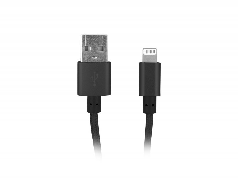 Natec certifikovaný MFI kabel Lightning pro Iphone s textilním opletením 1,5m černý - obrázek produktu