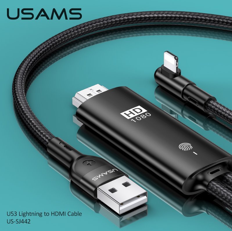 USAMS SJ442 U53 Ligtning to HDMI Adapter 2m Black - obrázek produktu
