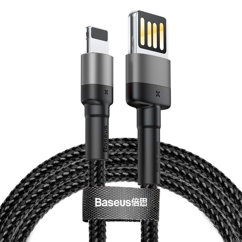 Baseus CALKLF-HG1 Cafule Kabel USB to Lightning Double Sided 1.5A 2m Grey/ Black - obrázek produktu