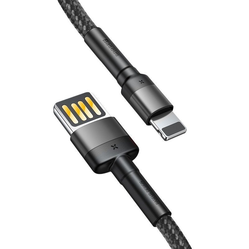 Baseus CALKLF-HG1 Cafule Kabel USB to Lightning Double Sided 1.5A 2m Grey/ Black - obrázek č. 1