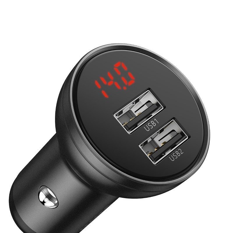 Baseus CCBX-0G Nabíječka do Auta s Displejem 24W 2x USB Grey - obrázek produktu