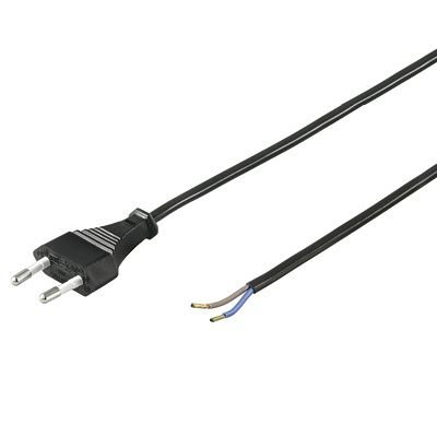 PremiumCord Flexo kabel síťový dvoužilový 230V s vidlicí 2m černý - obrázek produktu