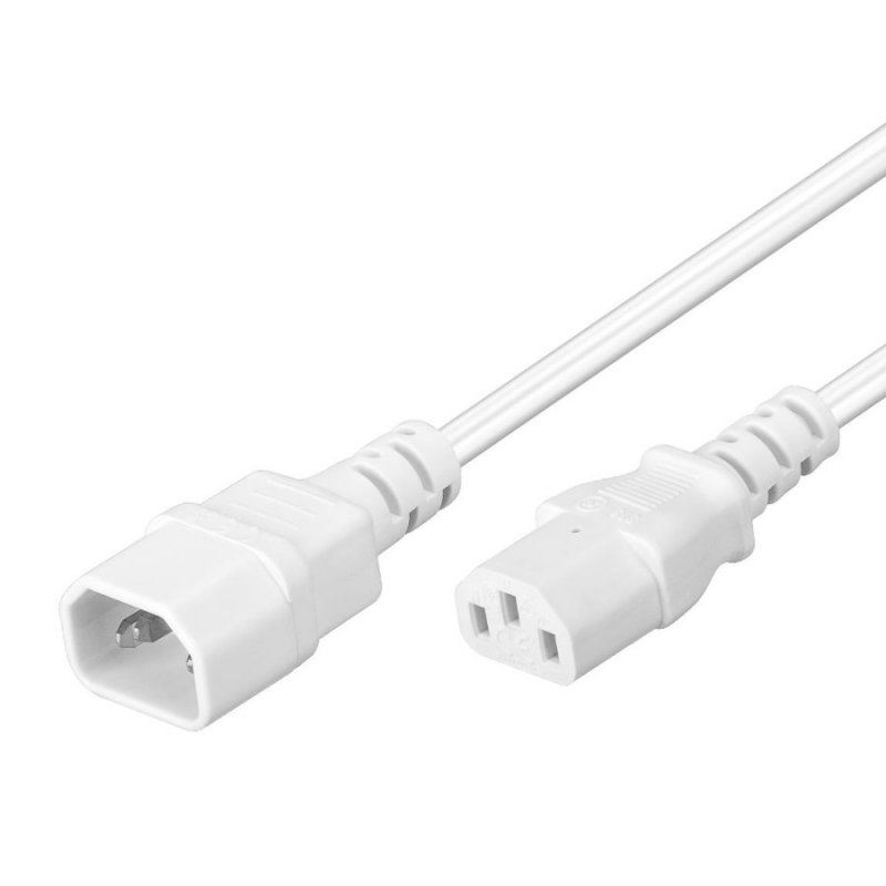 PremiumCord Prodlužovací kabel síť 230V, C13-C14, bílý 1m - obrázek produktu