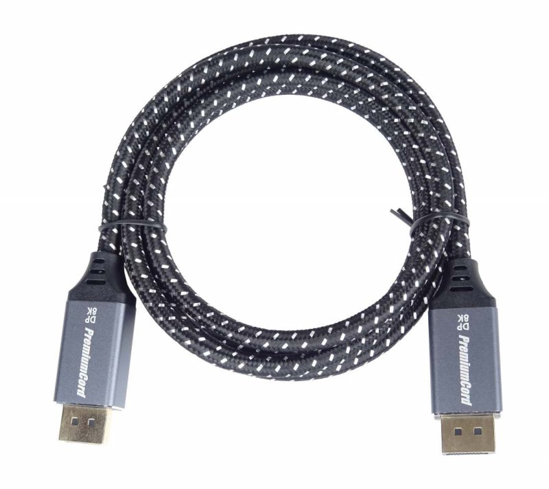 PremiumCord DisplayPort 1.4 přípojný kabel, kovové a zlacené konektory, 2m - obrázek č. 1