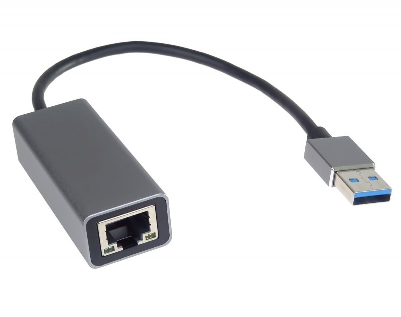 PremiumCord adaptér USB3.0 -> LAN RJ45 ETHERNET 10/ 100/ 1000 MBIT Aluminium - obrázek č. 1